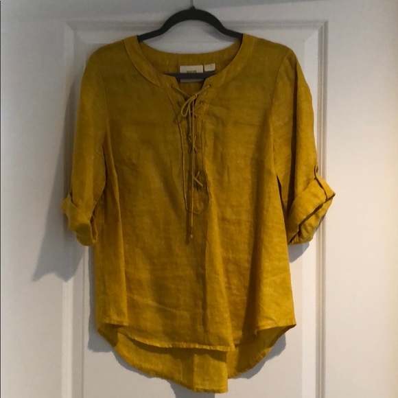 yellow linen blouse